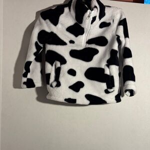 Kids Cow Print Fleece Top